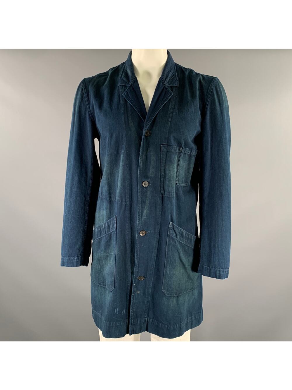 RRL by RALPH LAUREN Size L Navy Denim Cotton Coat
